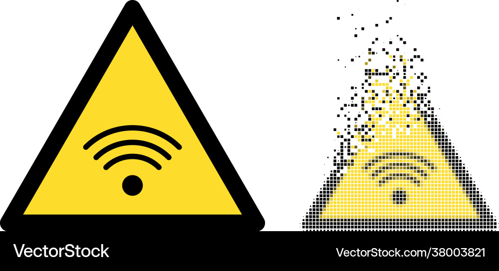 Fragmented pixel and original wi-fi source warning Fragmented pixel and original wi-fi source warning vector image