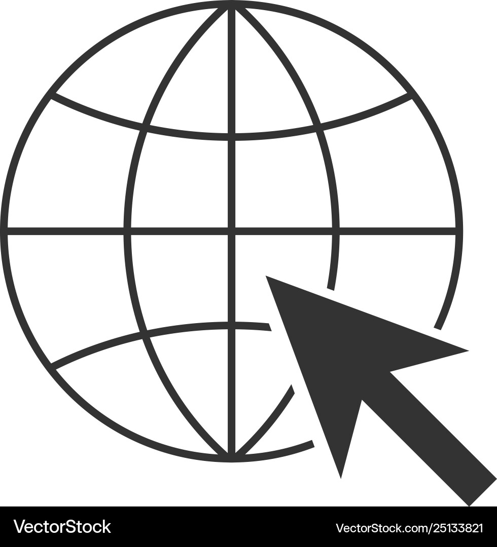 Go to web icon isolated globe and cursor website Go to web icon isolated globe and cursor website vector image