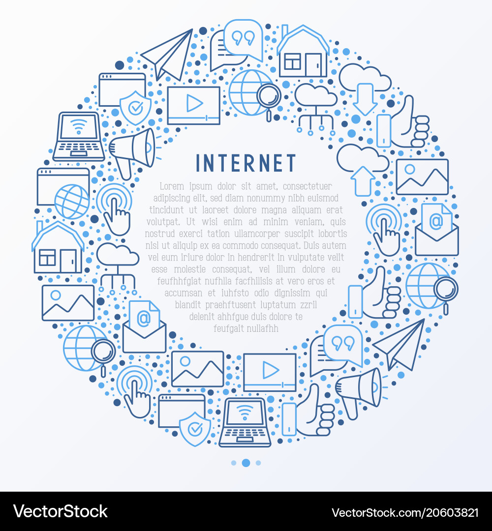 Internet concept in circle with thin line icons Internet concept in circle with thin line icons vector image