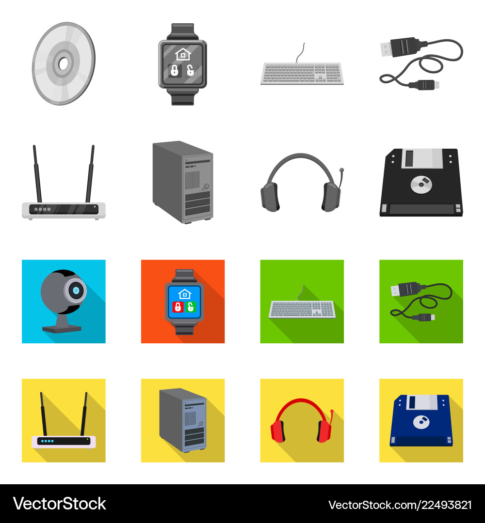 Isolated object of laptop and device logo set Isolated object of laptop and device logo set vector image