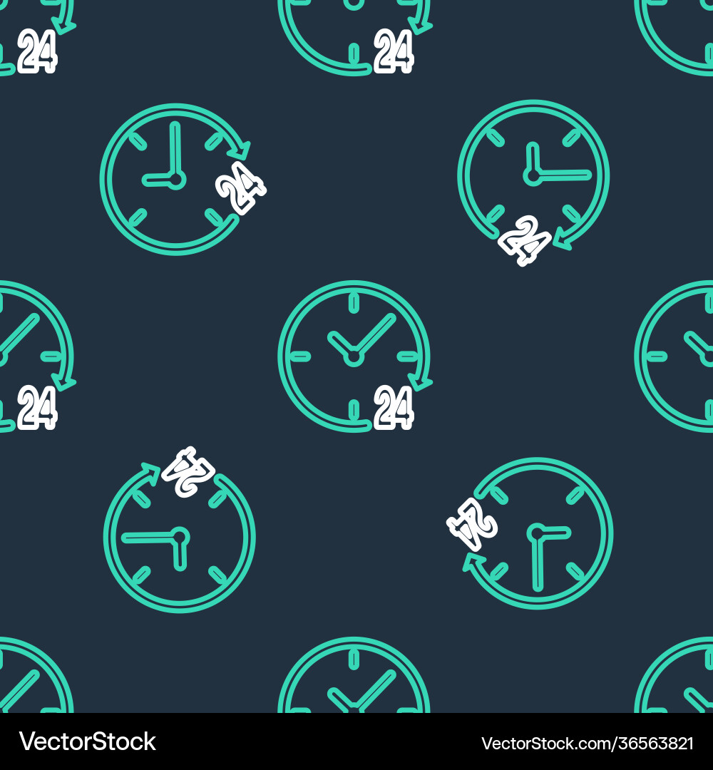 Line clock 24 hours icon isolated seamless pattern vector image