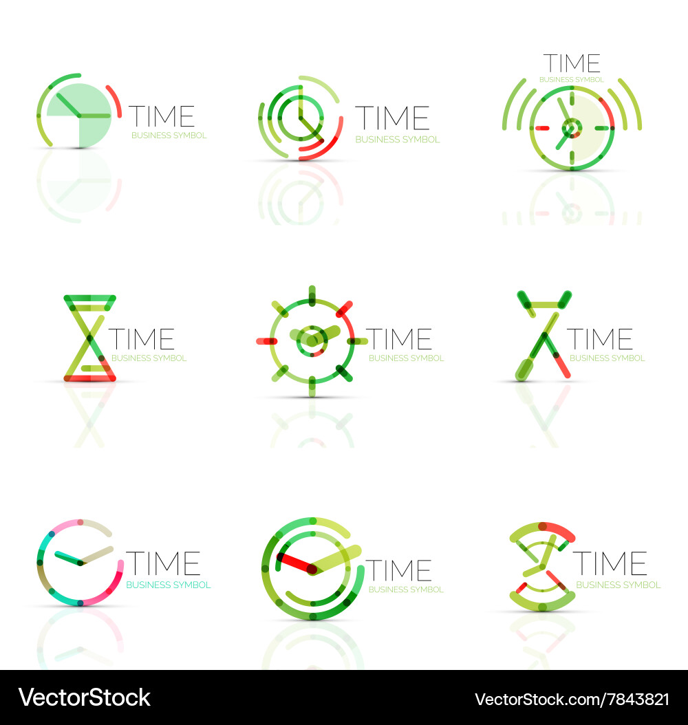 Linear time abstract logo set connected vector image