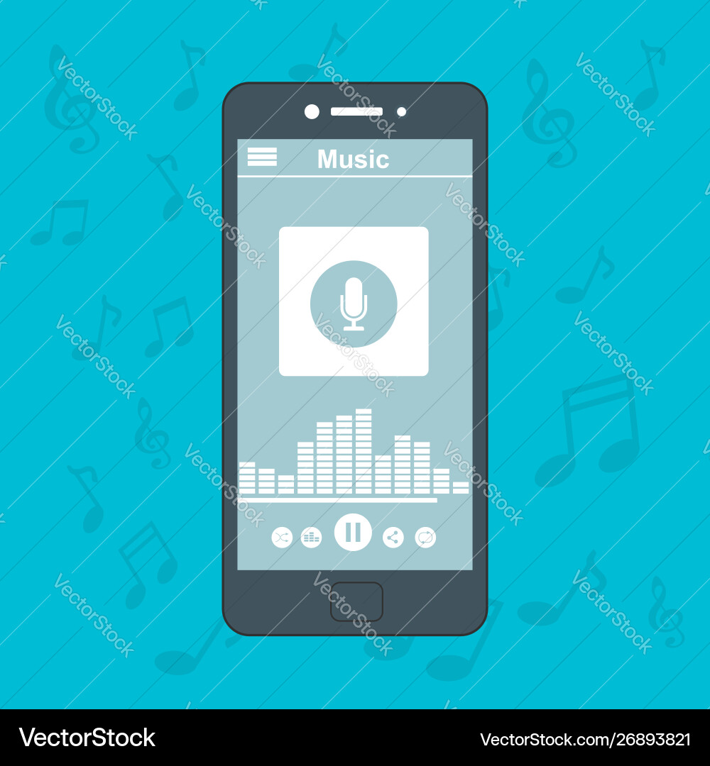 Media player application app template with flat Media player application app template with flat vector image