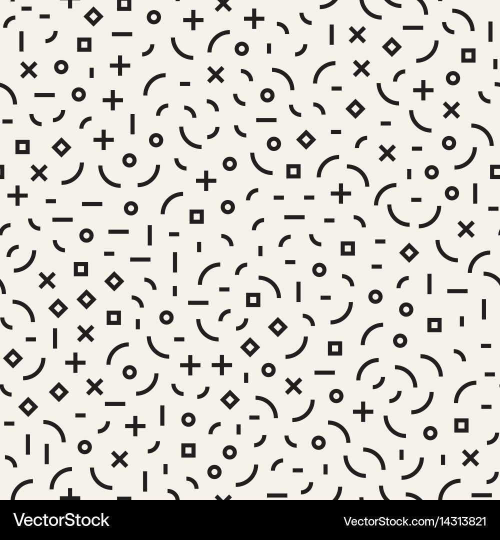 Retro geometric line shapes seamless patterns vector image