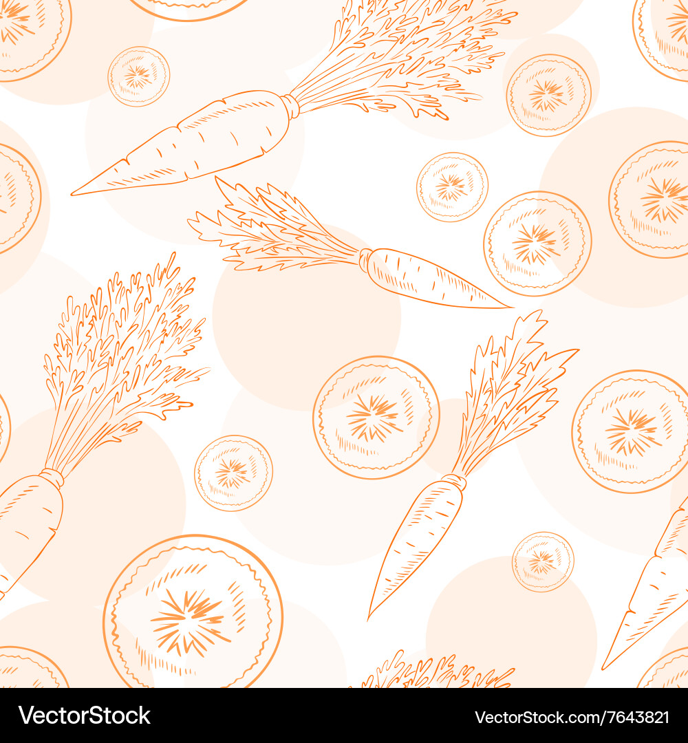 Seamless pattern with carrot and its slice vector image