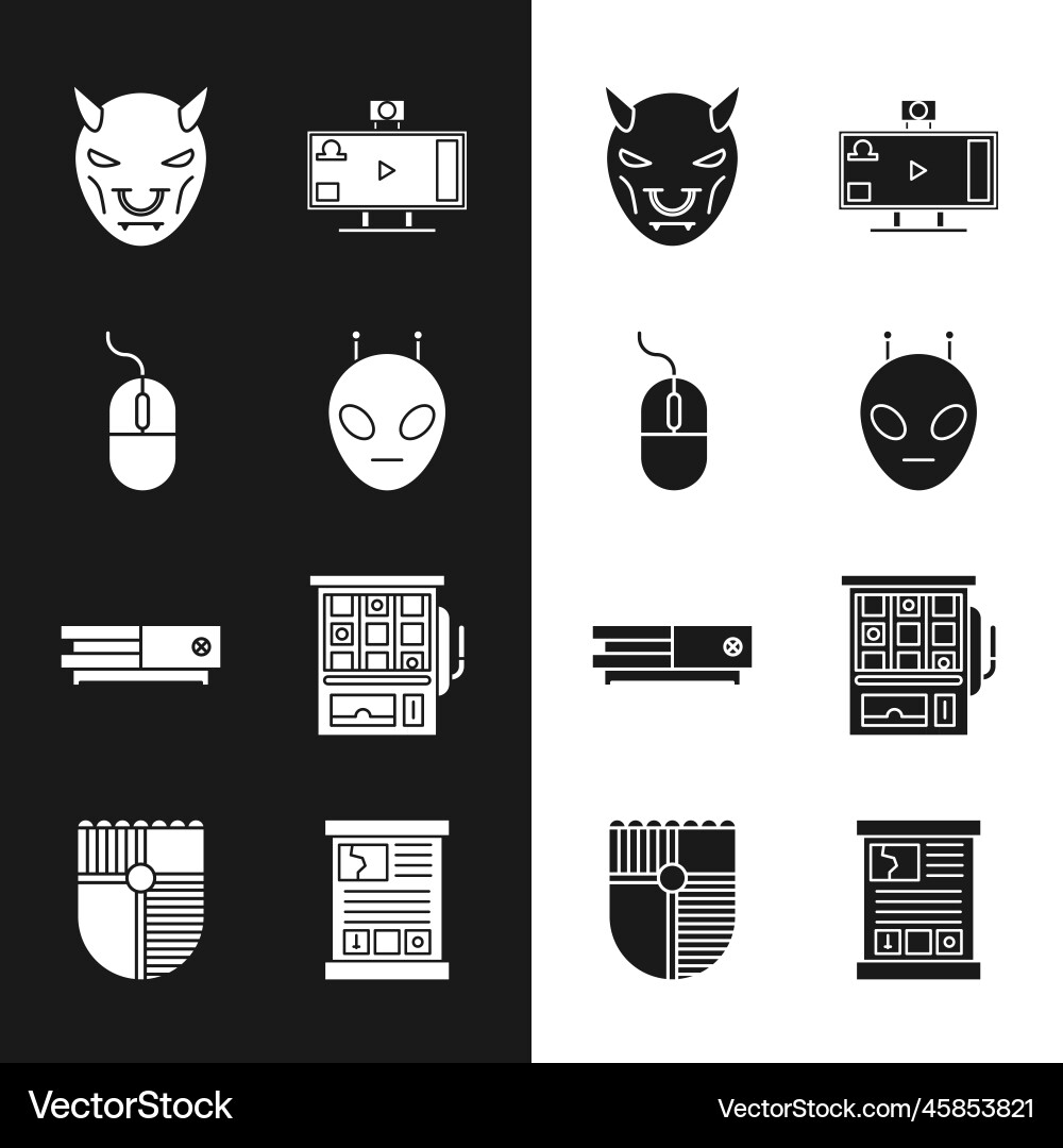 Set alien computer mouse mask of the devil Set alien computer mouse mask of the devil Vector Image