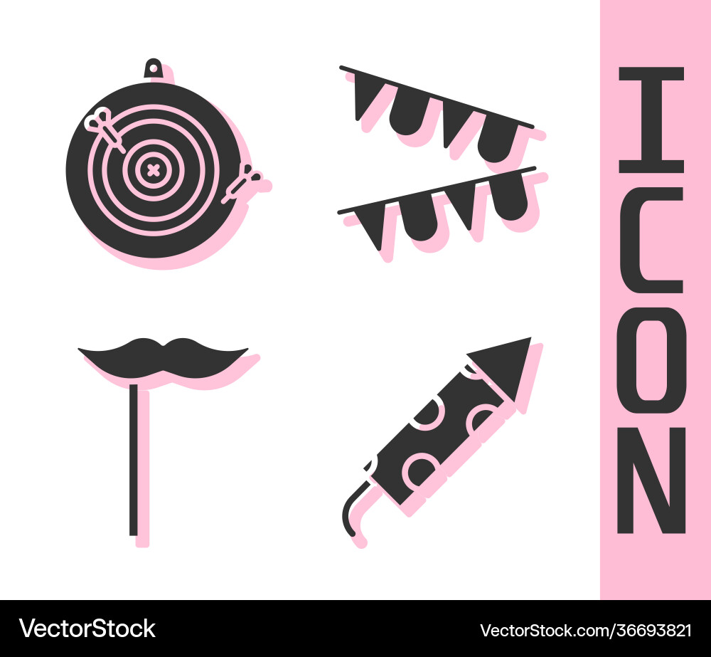 Set firework rocket classic dart board and arrow Vector Image