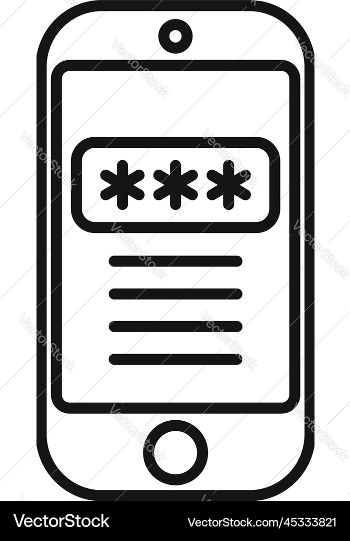 Smartphone code icon outline lock security Smartphone code icon outline lock security vector image
