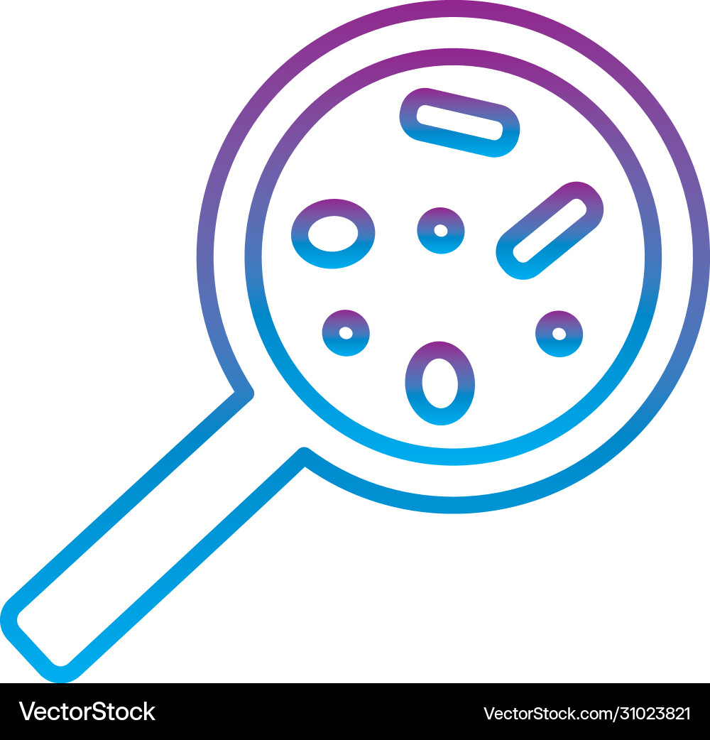 Virus inside lupe gradient line style icon vector image