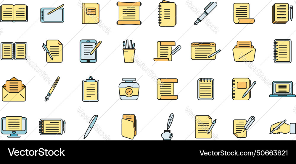 Writing icons set color Writing icons set color vector image
