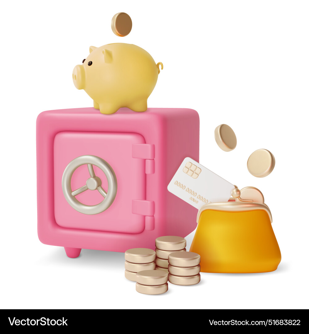 3d financial and banking services concept piggy 3d financial and banking services concept piggy vector image