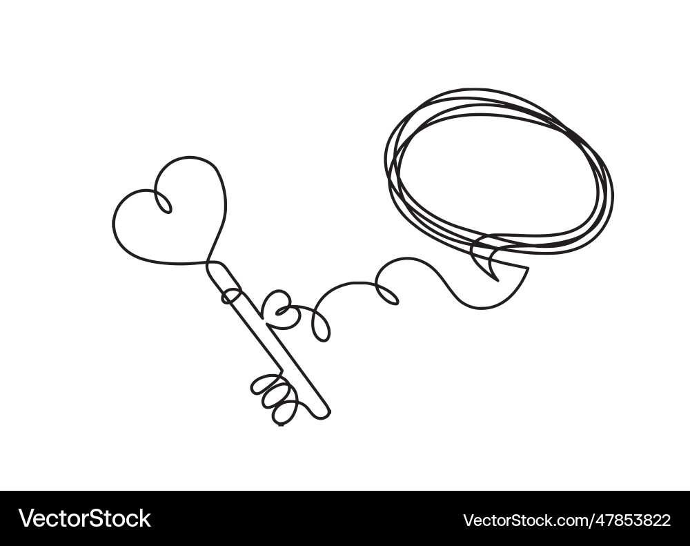 Abstract heart-key with comment as continuous vector image