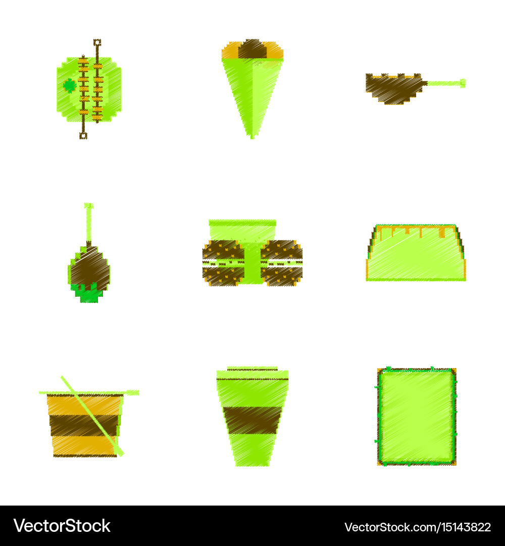 Assembly of flat shading style pixel icon fast Vector Image