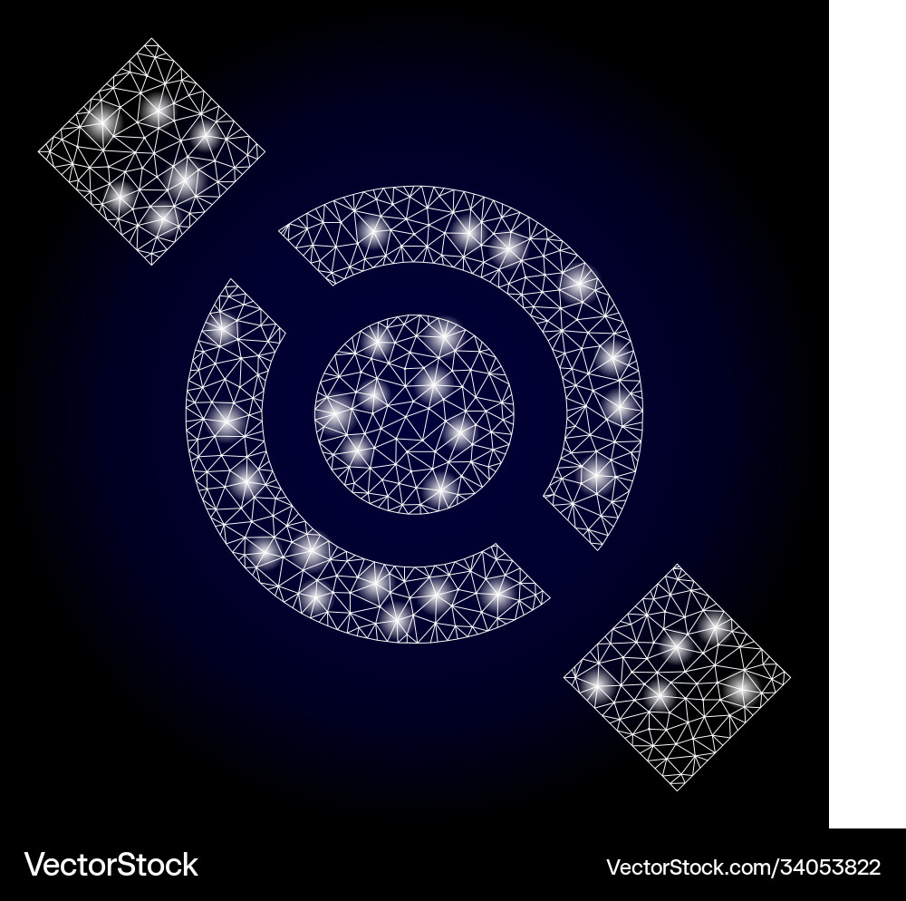 Bright polygonal net joint node with glare spots Bright polygonal net joint node with glare spots vector image