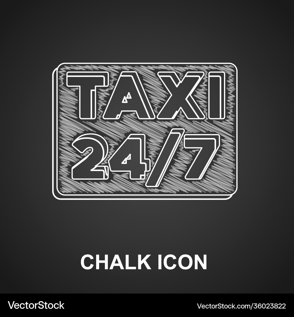 Chalk map pointer with taxi icon isolated on black Chalk map pointer with taxi icon isolated on black vector image