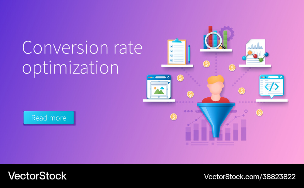 Conversion Rate Optimierung Banner Programmierung Conversion Rate Optimierung Banner Programmierung vektorbild