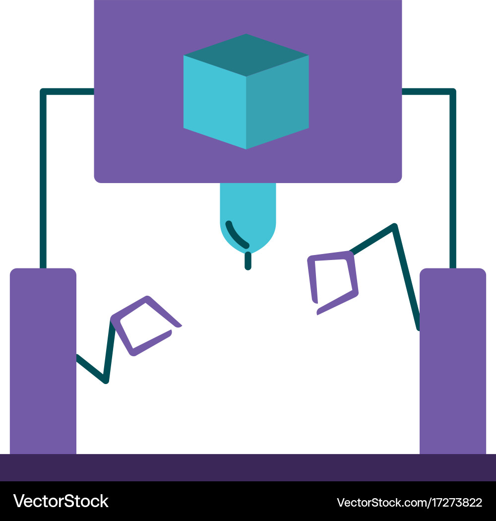 Cube design with robotic hands colorful silhouette Vector Image