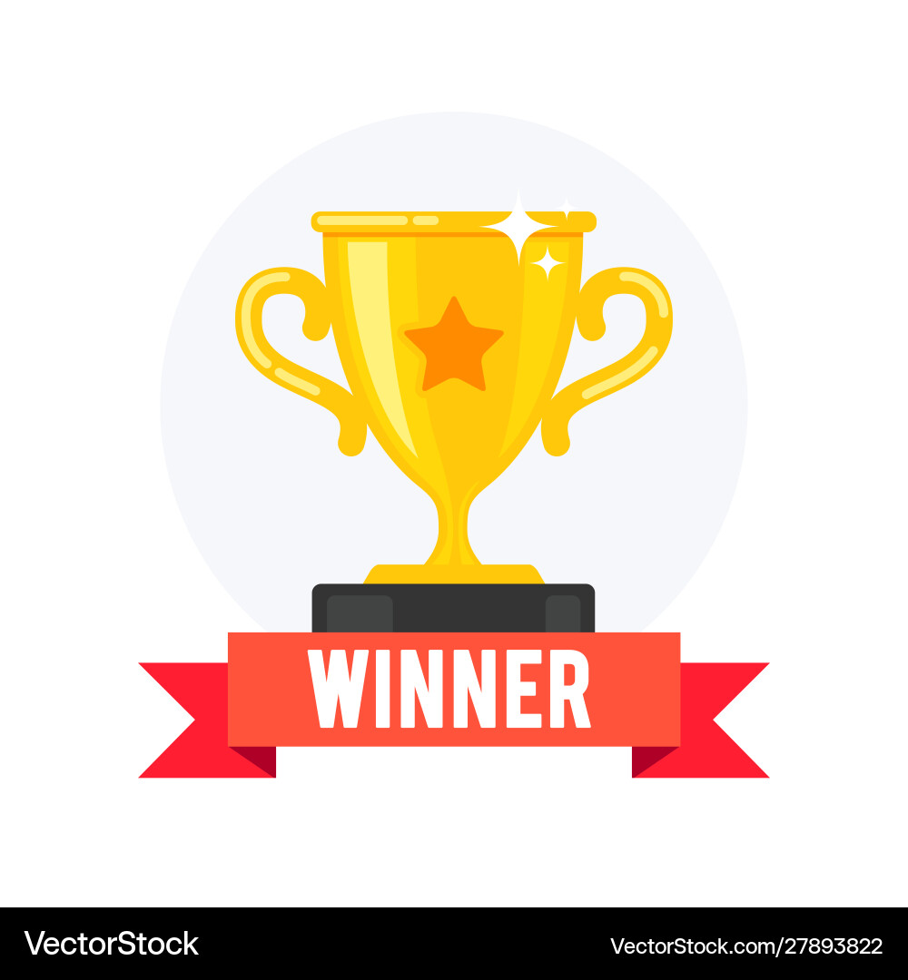First prize golden trophy with winner banner First prize golden trophy with winner banner vector image