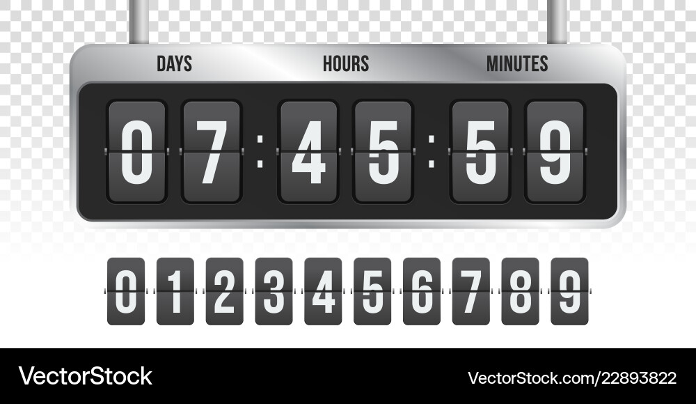 Flip countdown clock timer counter Flip countdown clock timer counter vector image