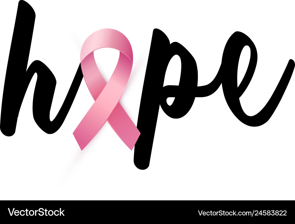 Hope word with pink ribbon to world breast cancer Hope word with pink ribbon to world breast cancer Vector Image