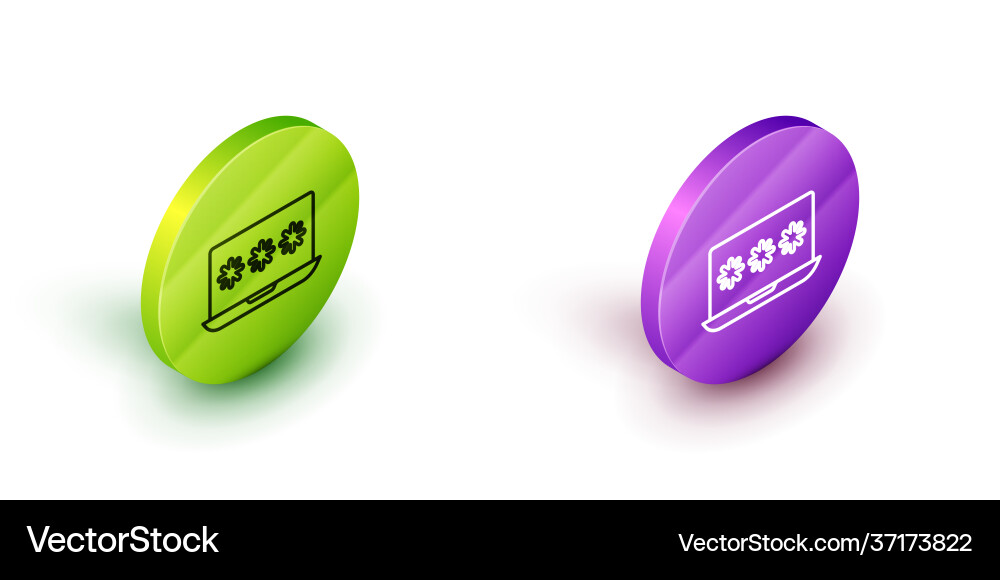 Isometric line laptop with password notification Isometric line laptop with password notification vector image