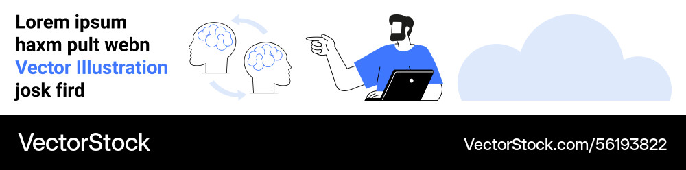 Man using laptop with brainstorming concept Man using laptop with brainstorming concept vector image
