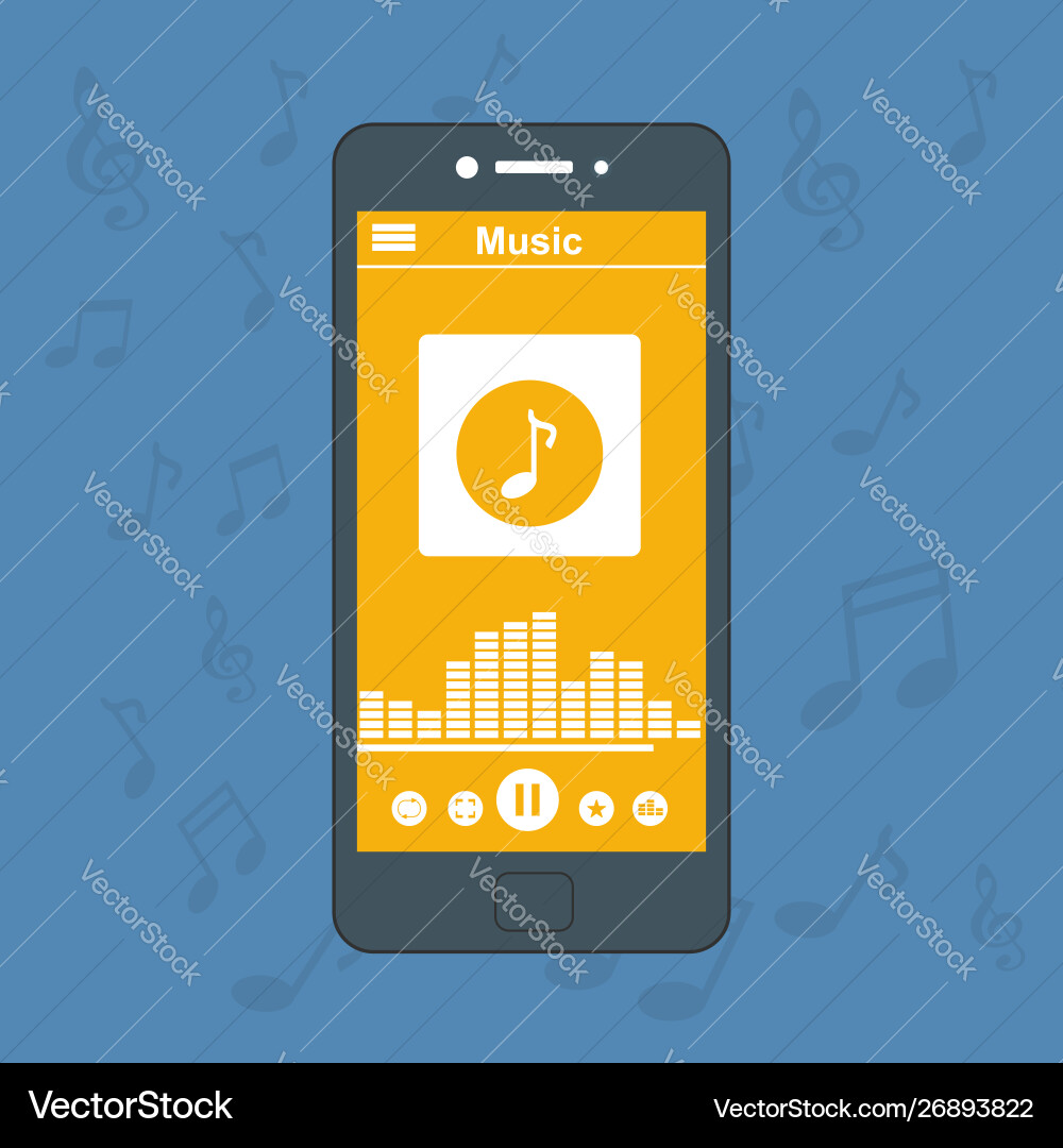 Media player application app template with flat Vector Image