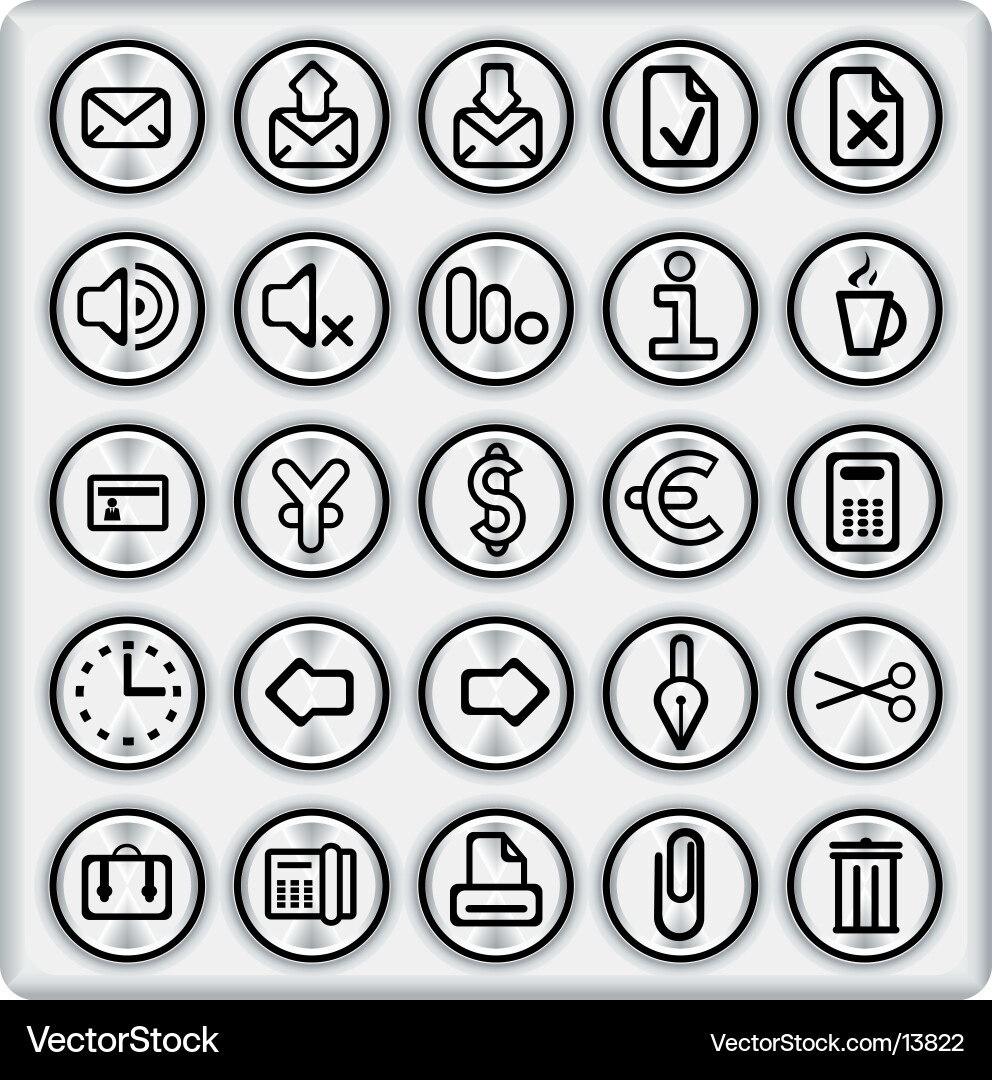 Metal Push Buttons Set vector image