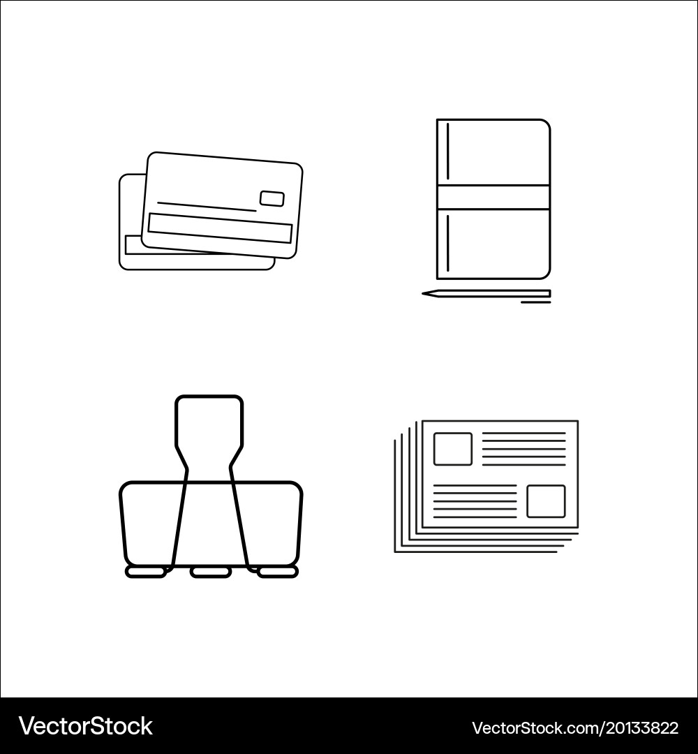 Office simple linear icon setsimple outline icons vector image