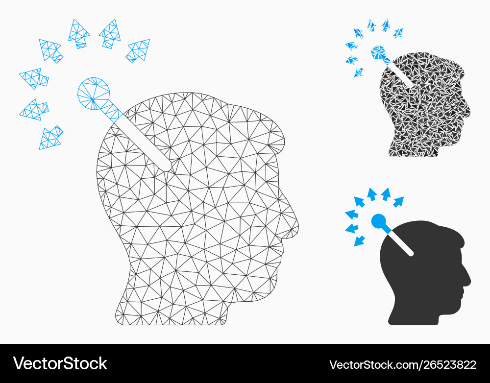 Optical neural interface mesh wire frame Vector Image
