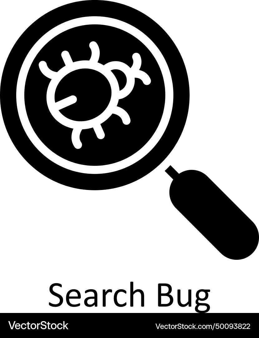 Search bug solid icon style e Vector Image