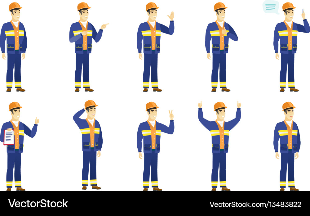 Set of builder characters Set of builder characters Vector Image