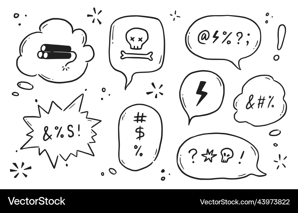 Swear word speech bubble set curse rude vector image