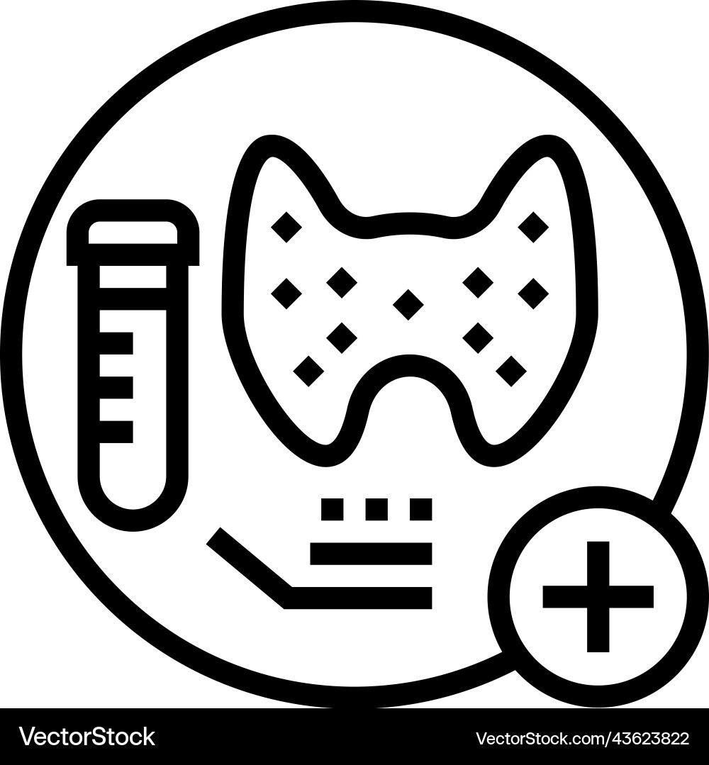 Thyroid function tests health check line icon Thyroid function tests health check line icon vector image