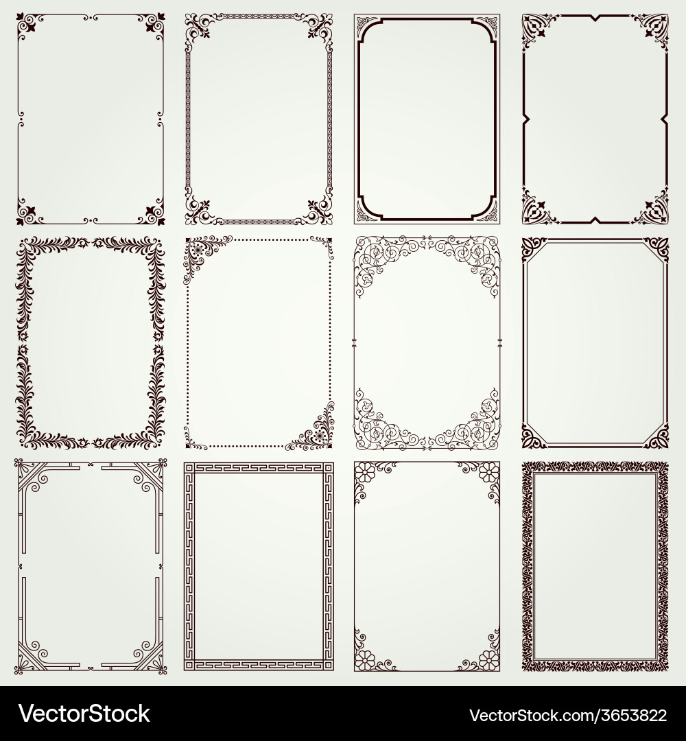 Vintage Decorative Frames & Borders Set vector image