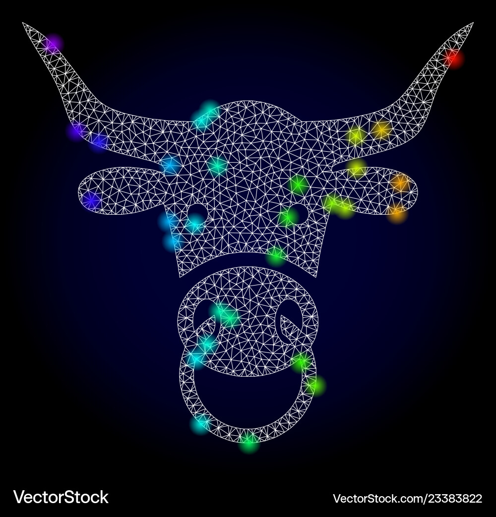 Wire frame mesh bull head with spectrum vector image