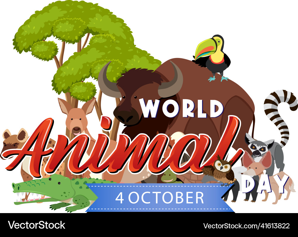 World animal day logo with african animals World animal day logo with african animals vector image