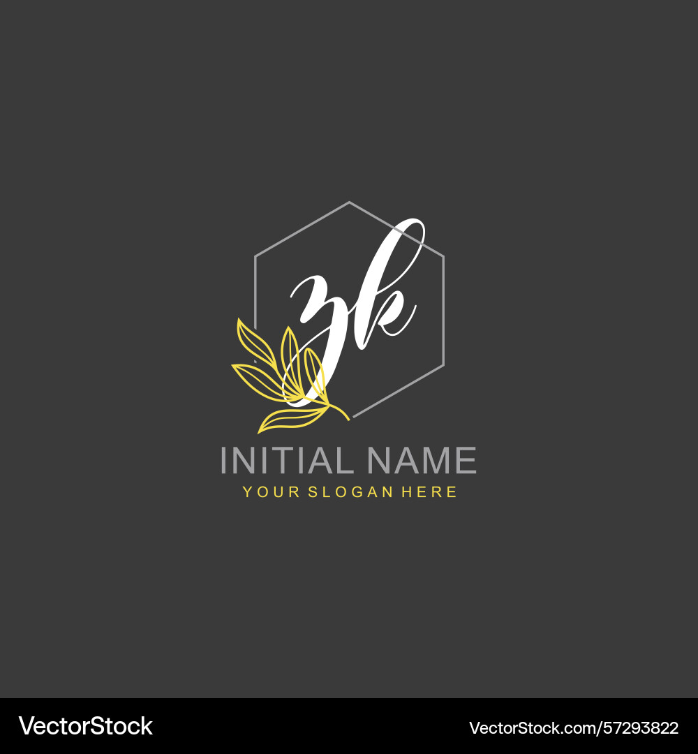 Zk initial logo templates with botanical elements Zk initial logo templates with botanical elements Vector Image