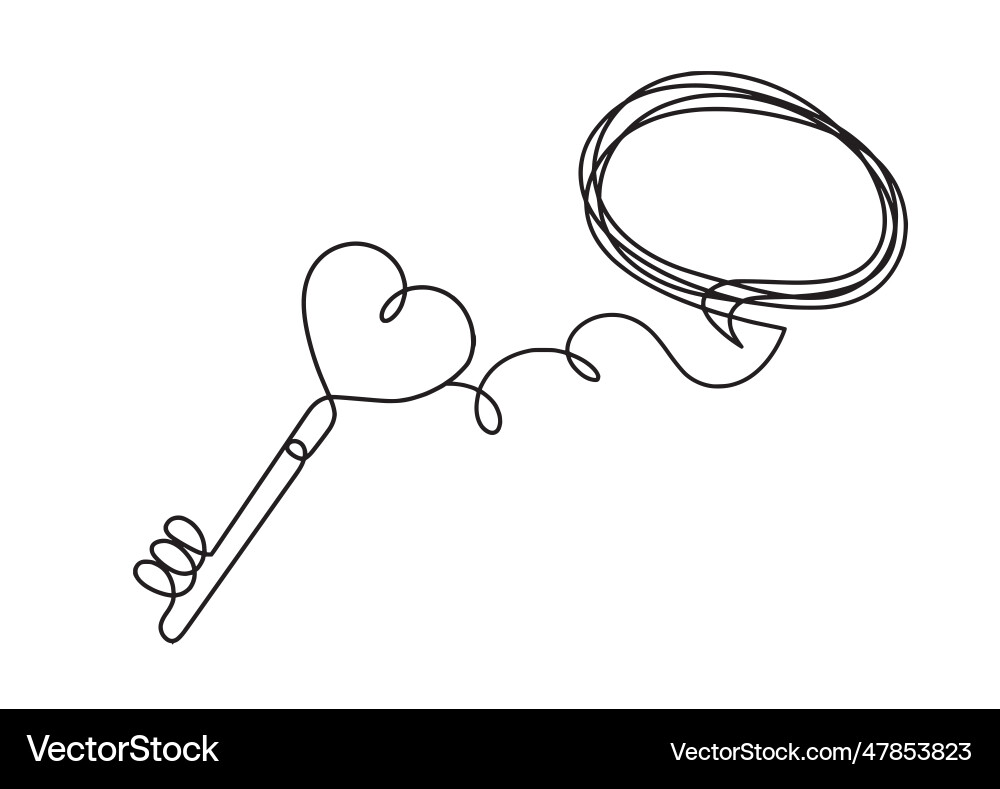 Abstract heart-key with comment as continuous Vector Image
