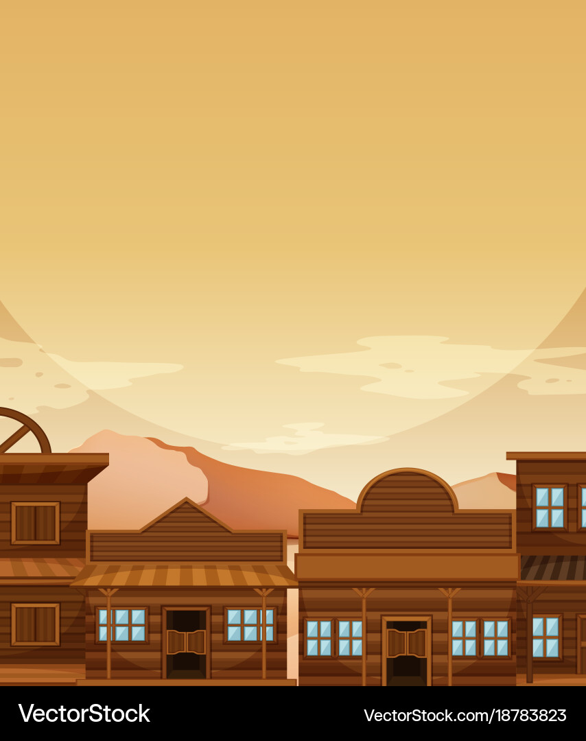 Background template with building in western Vector Image