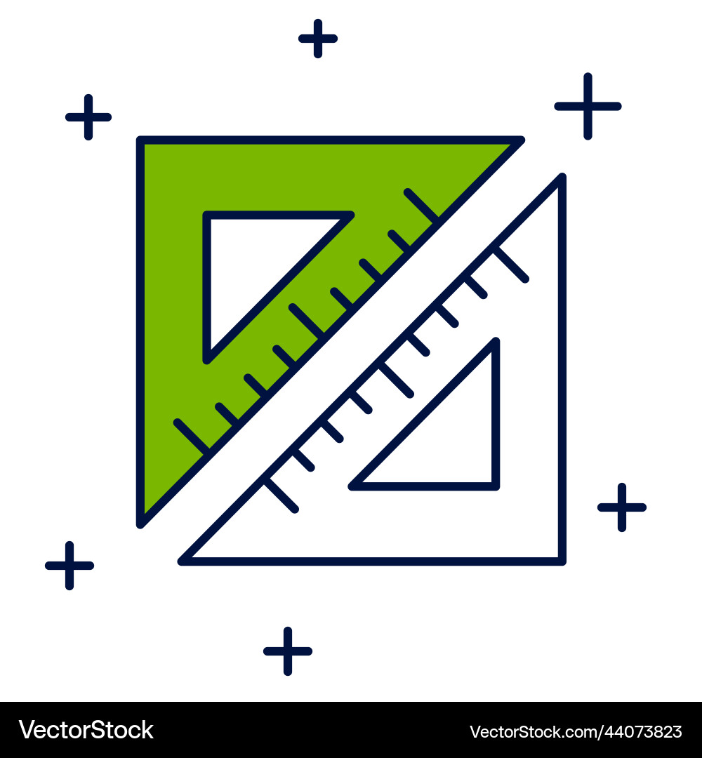 Filled outline triangular ruler icon isolated Vector Image