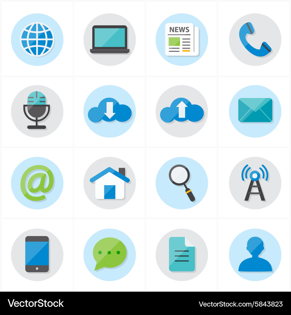 Flat icons for web and internet vector image