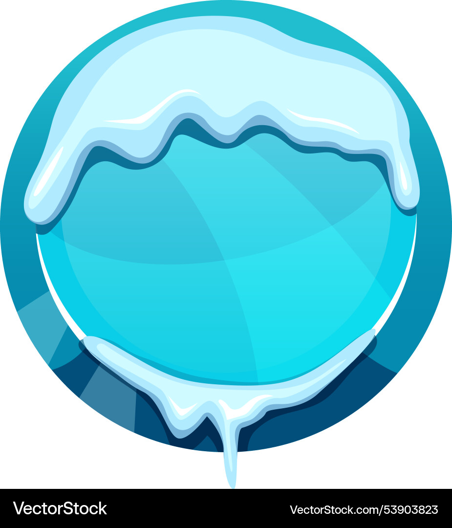 Ice button round frozen game ui element Vector Image