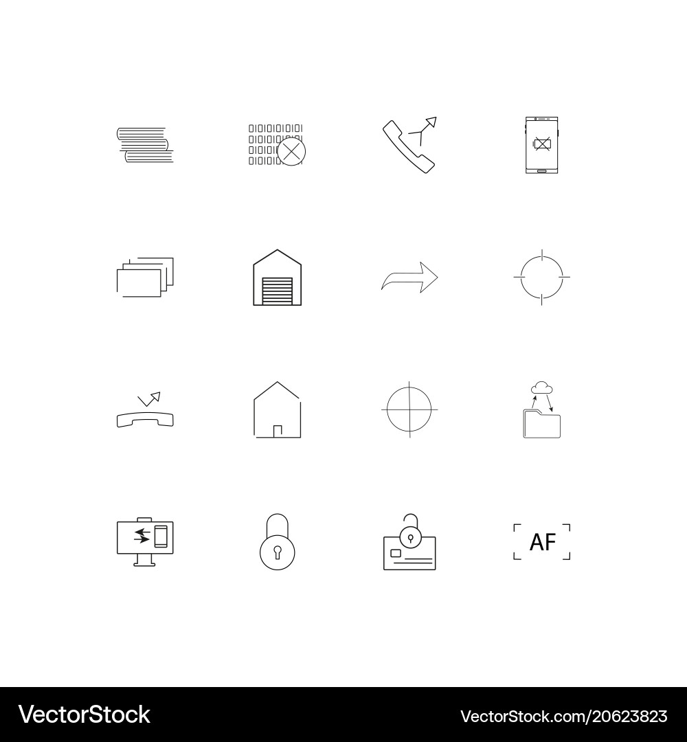 Interface simple linear icons set outlined vector image