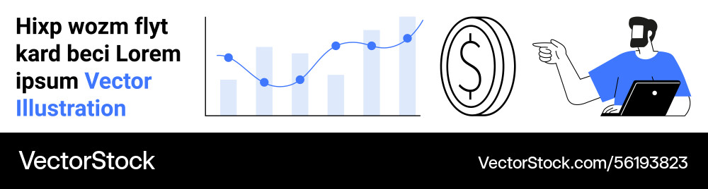 Man with laptop analyzing rising graph Man with laptop analyzing rising graph vector image