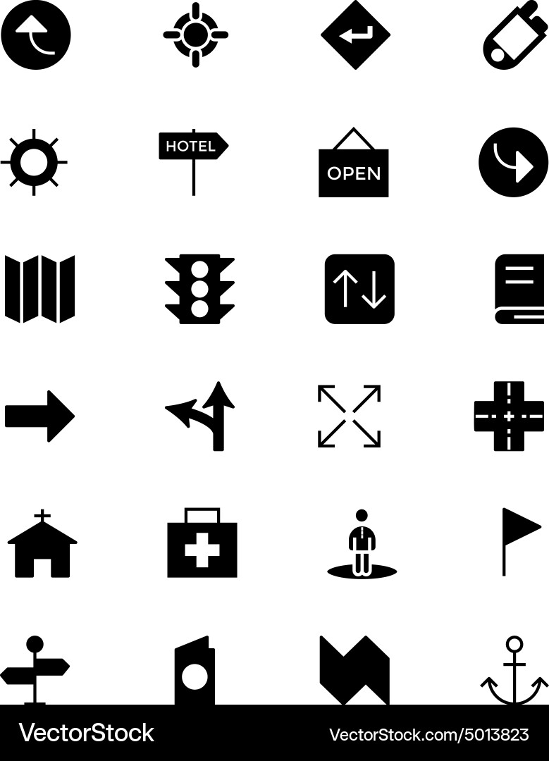 Map and navigation icons 5 vector image