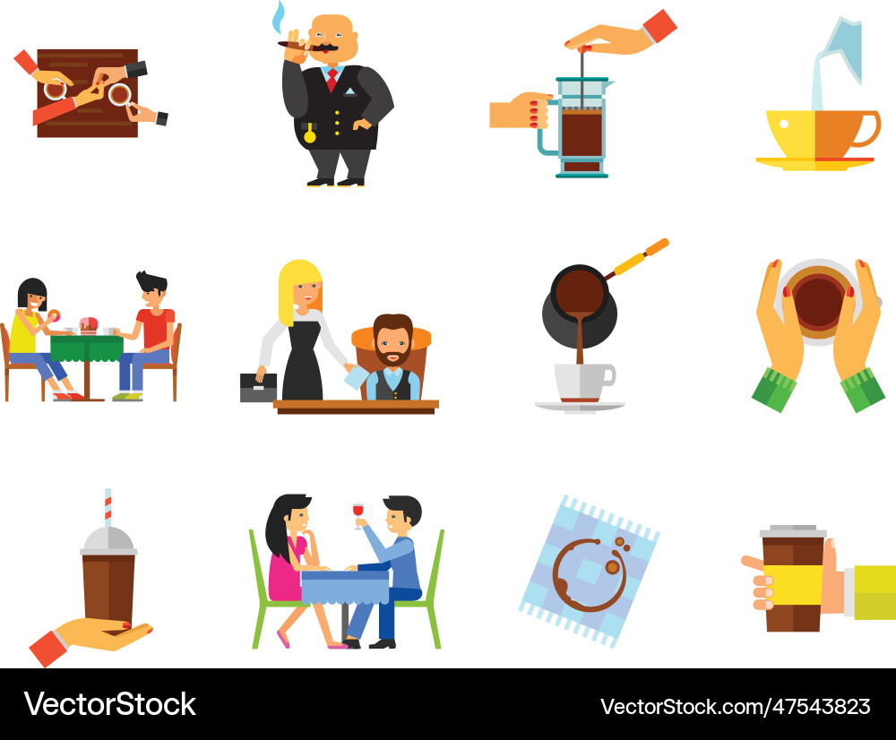 Personen- und Kaffee-Icon-Set Personen- und Kaffee-Icon-Set vektorbild