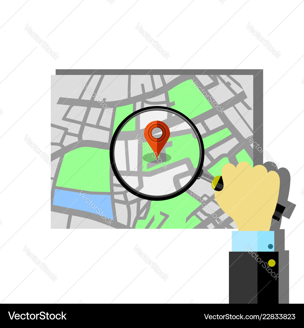 Red marker pointer with road map gps navigator Red marker pointer with road map gps navigator vector image