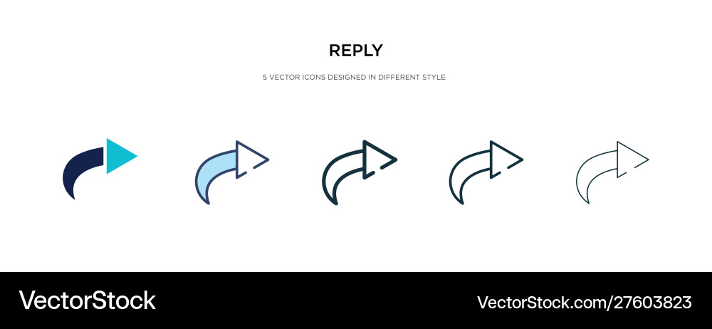Reply icon in different style two colored Reply icon in different style two colored vector image