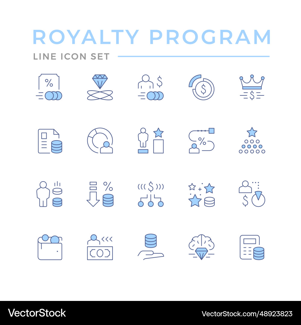 Set color line icons of royalty program Set color line icons of royalty program vector image